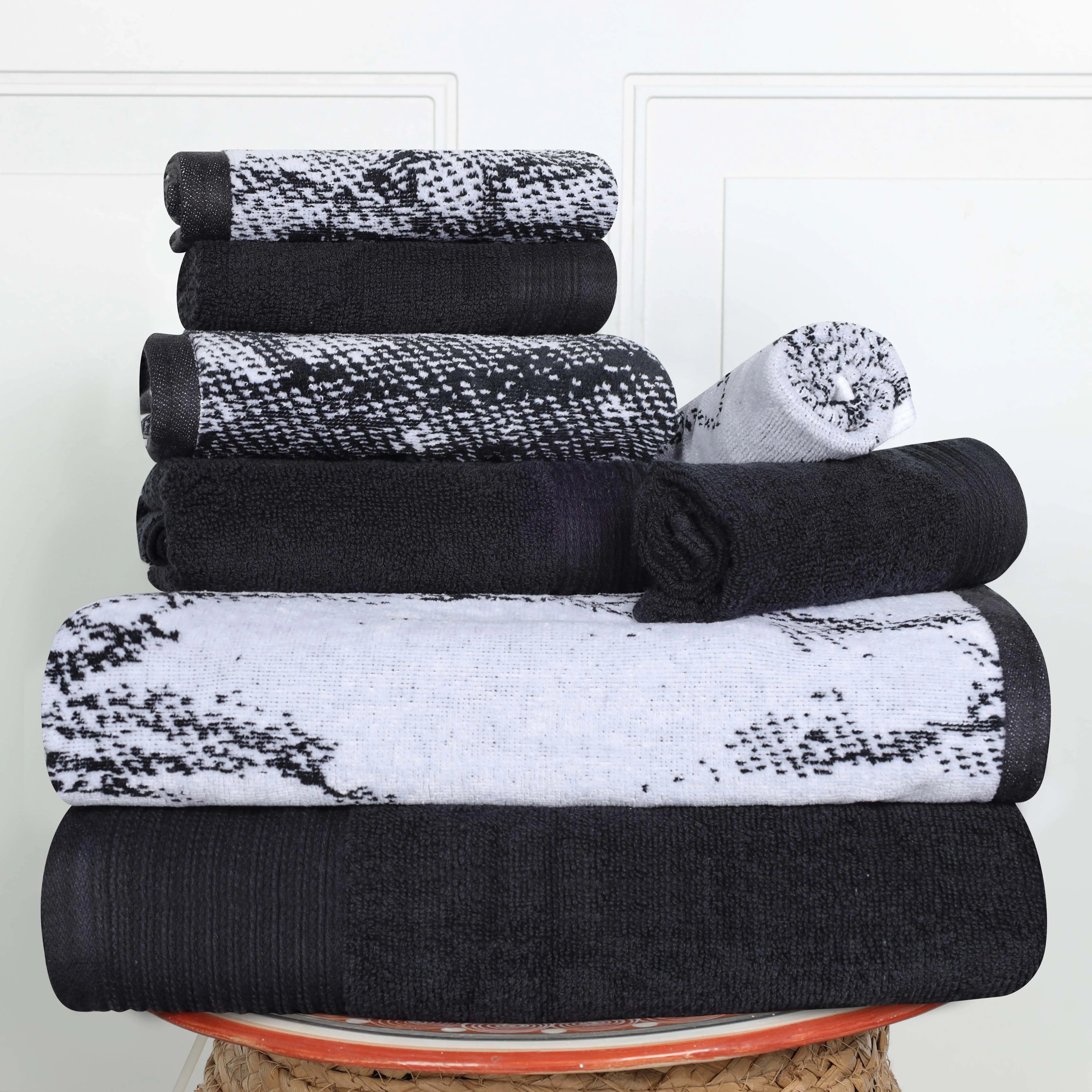 Cotton Marble and Solid Quick Dry 8 Piece Assorted Bathroom Towel Set - Towel Set by Superior Brand