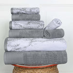 Cotton Marble and Solid Quick Dry 8 Piece Assorted Bathroom Towel Set - Towel Set by Superior Brand