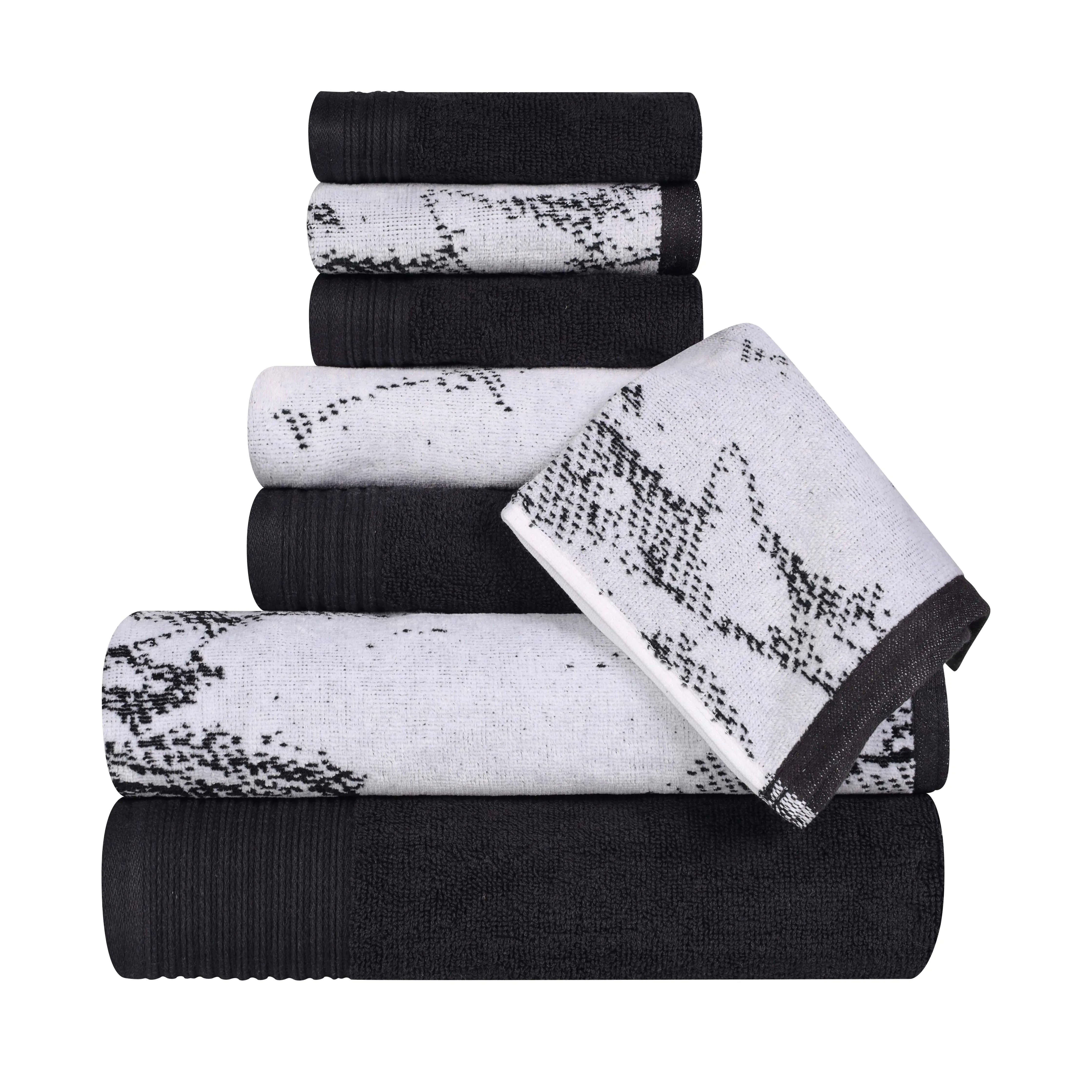 Cotton Marble and Solid Quick Dry 8 Piece Assorted Bathroom Towel Set - Towel Set by Superior Brand