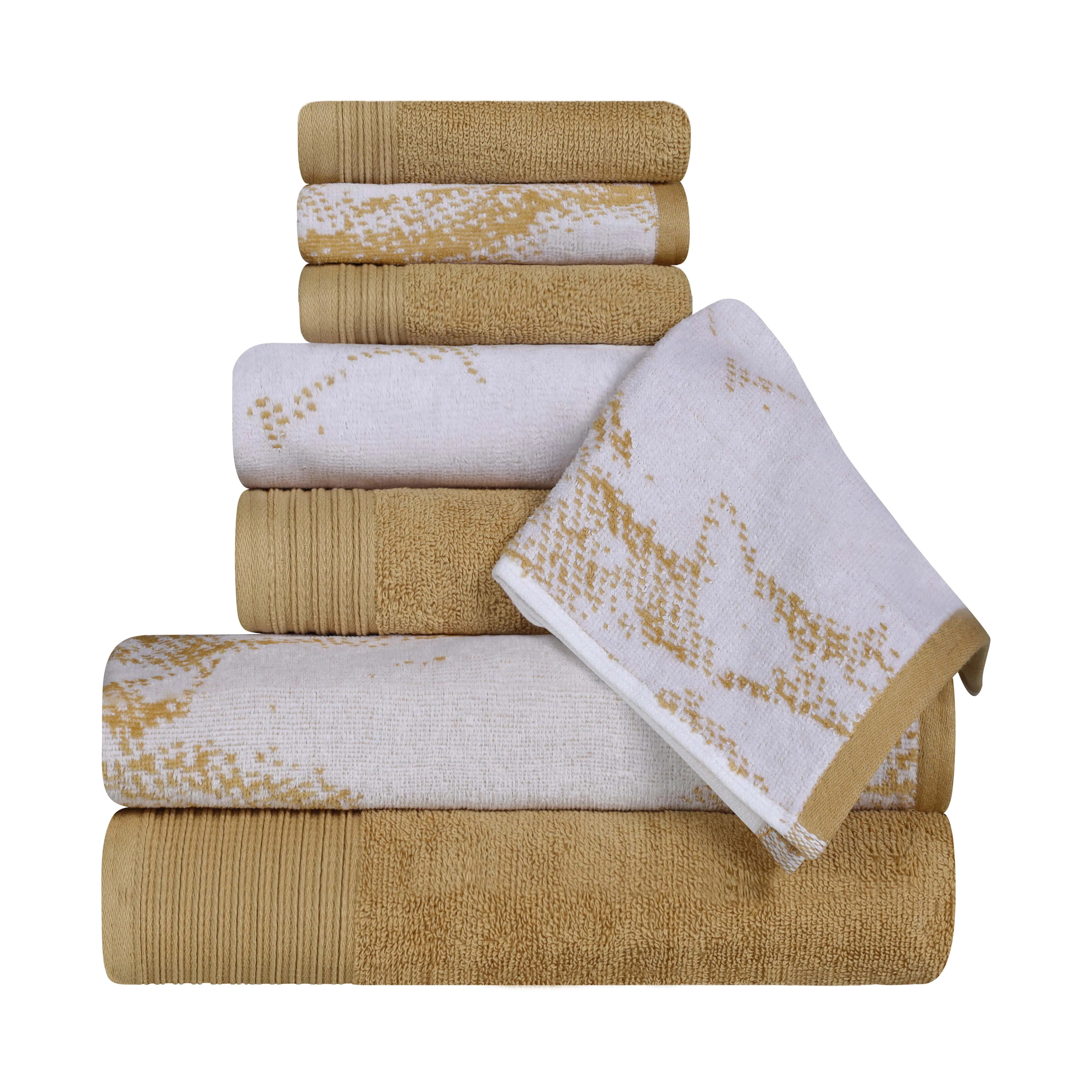 Cotton Marble and Solid Quick Dry 8 Piece Assorted Bathroom Towel Set - Towel Set by Superior Brand