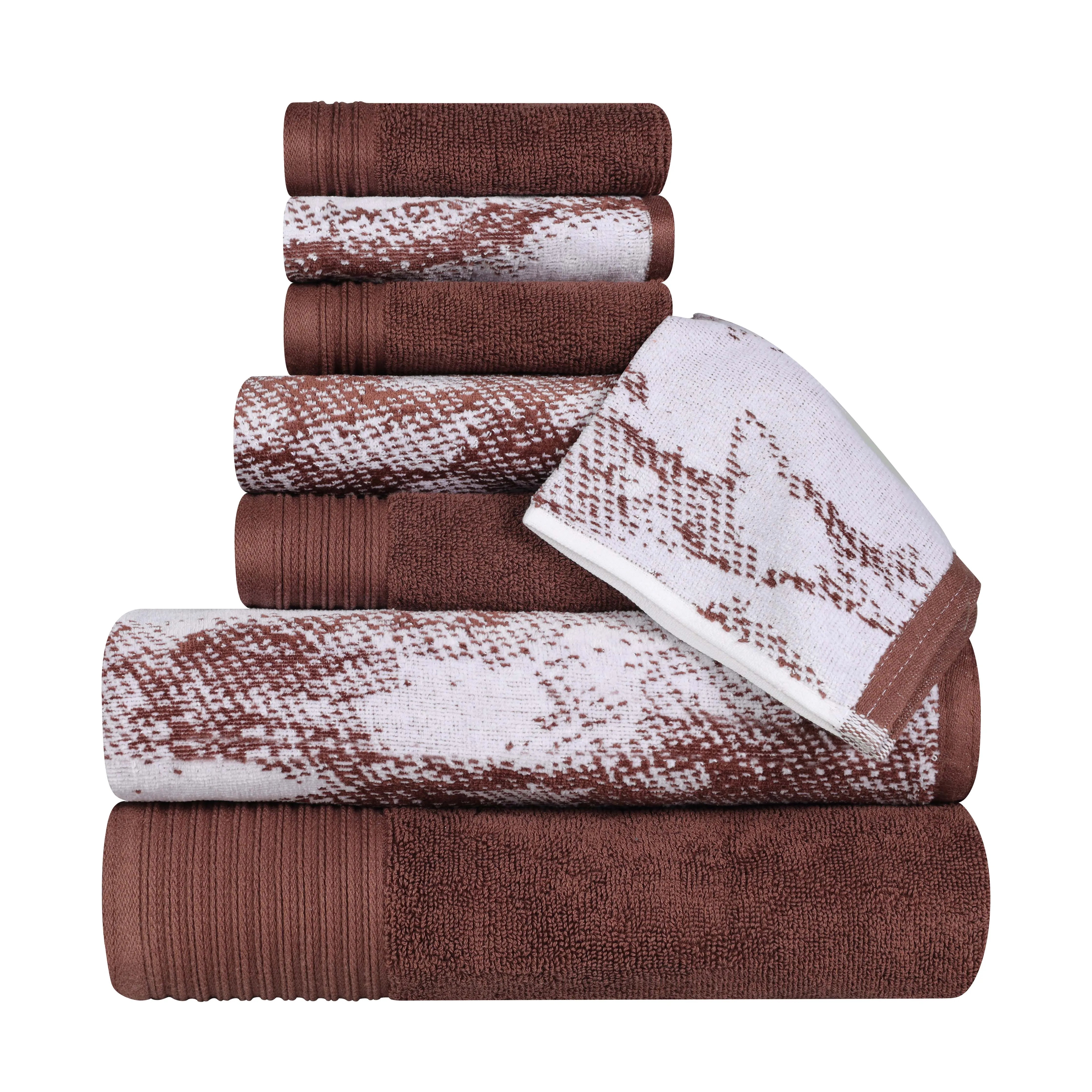 Cotton Marble and Solid Quick Dry 8 Piece Assorted Bathroom Towel Set - Towel Set by Superior Brand