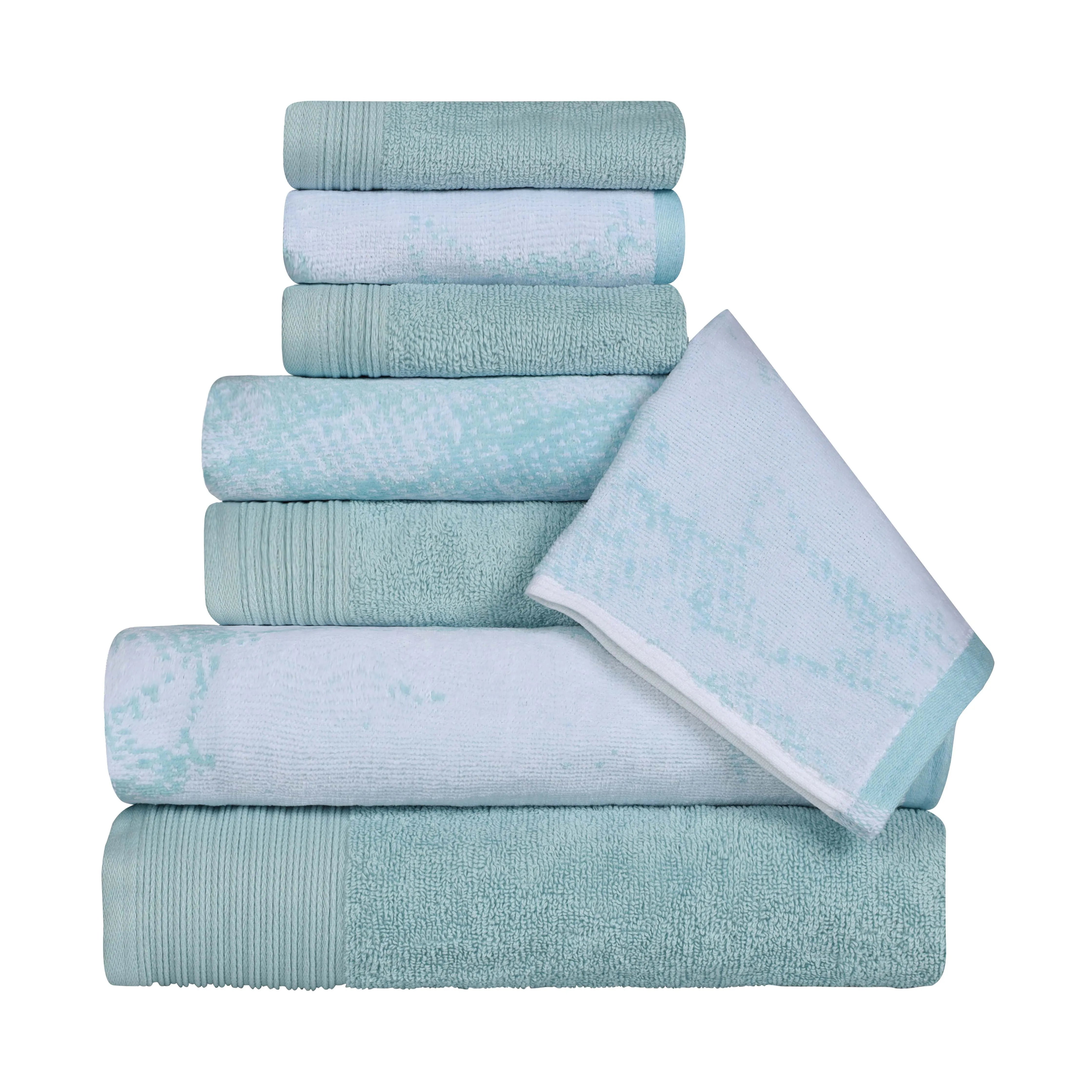Cotton Marble and Solid Quick Dry 8 Piece Assorted Bathroom Towel Set - Towel Set by Superior Brand