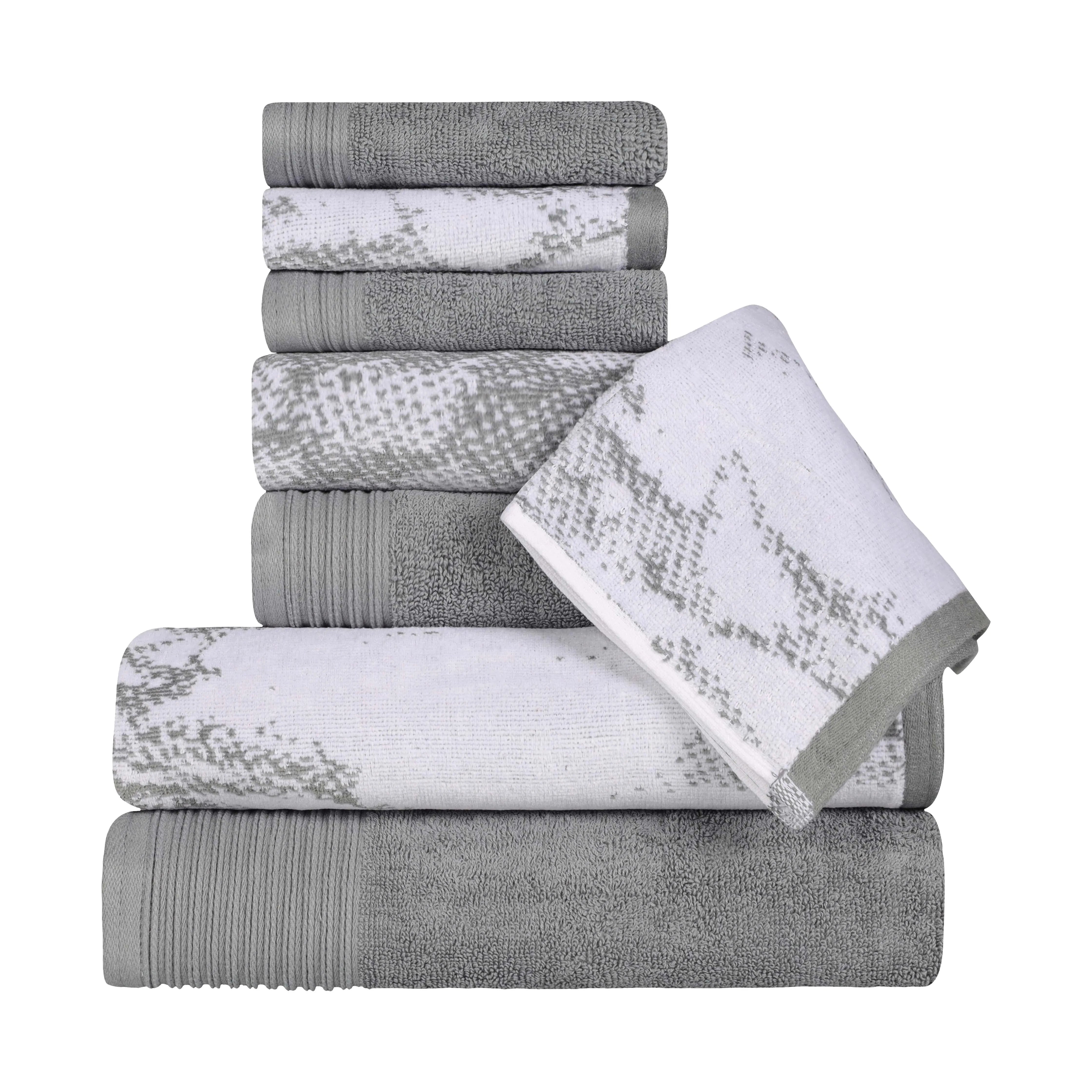 Cotton Marble and Solid Quick Dry 8 Piece Assorted Bathroom Towel Set - Towel Set by Superior Brand