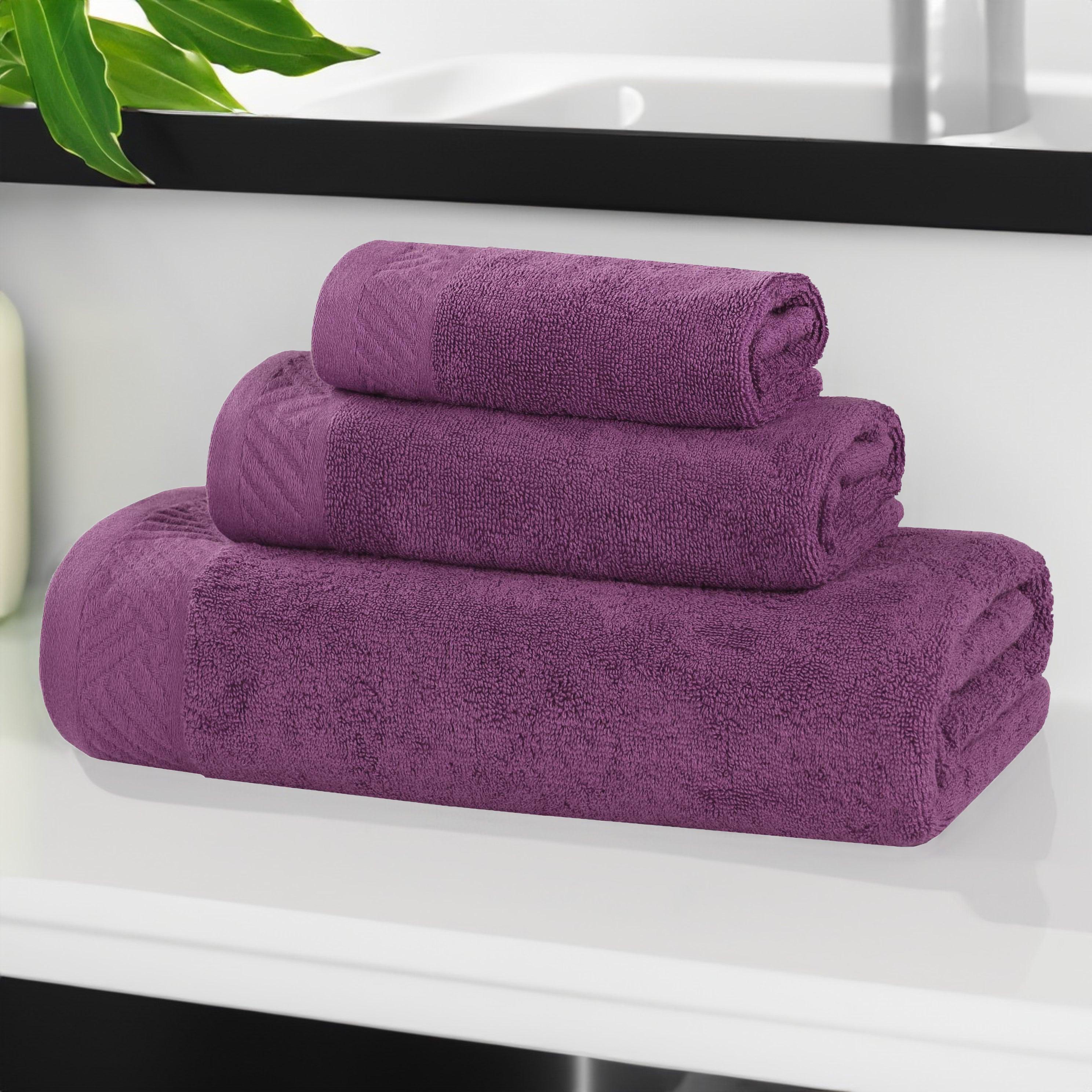 Egyptian Cotton Basketweave Solid Towel Set 3 Piece - Egyptian Cotton Towel Set by Superior Brand