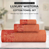 Wisteria Cotton Medium Weight Floral Jacquard Border 12 Piece Towel Set - Towel Set by Superior Brand