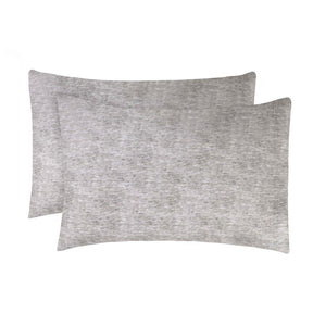 Melange Flannel Cotton Two-Toned Textured Pillowcases Set of 2 - Charcoal