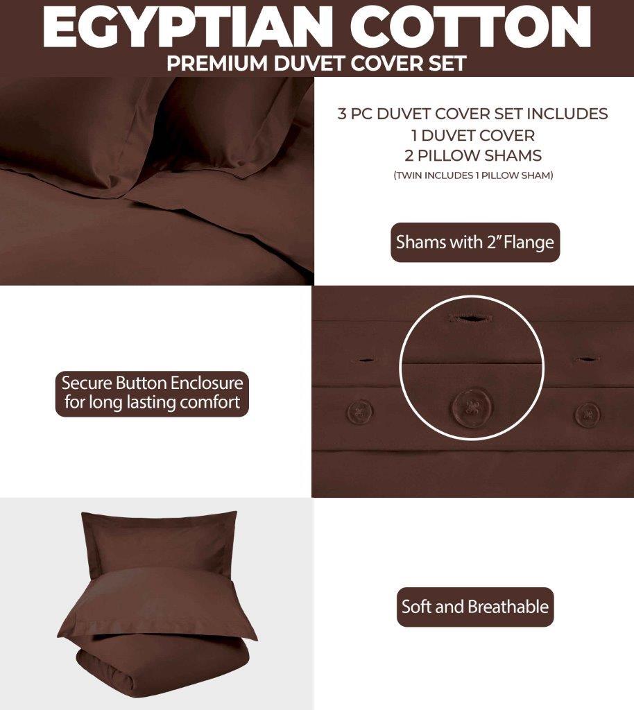 300 Thread Count Egyptian Cotton Solid Duvet Cover - Egyptian Cotton Duvet Cover Set by Superior Brand