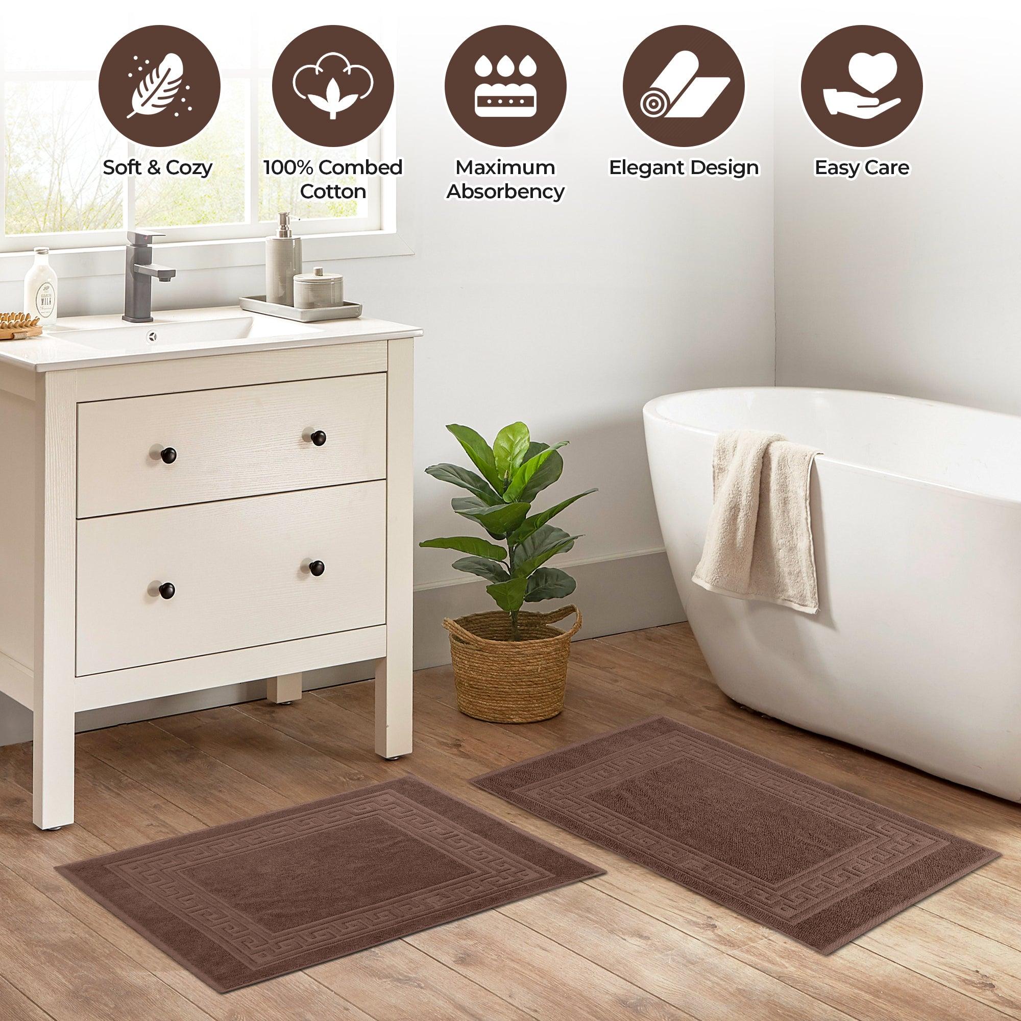 Egyptian Cotton Greek Key Infinity Border Bath Mat Set of 2 - Bath Mats by Superior Brand