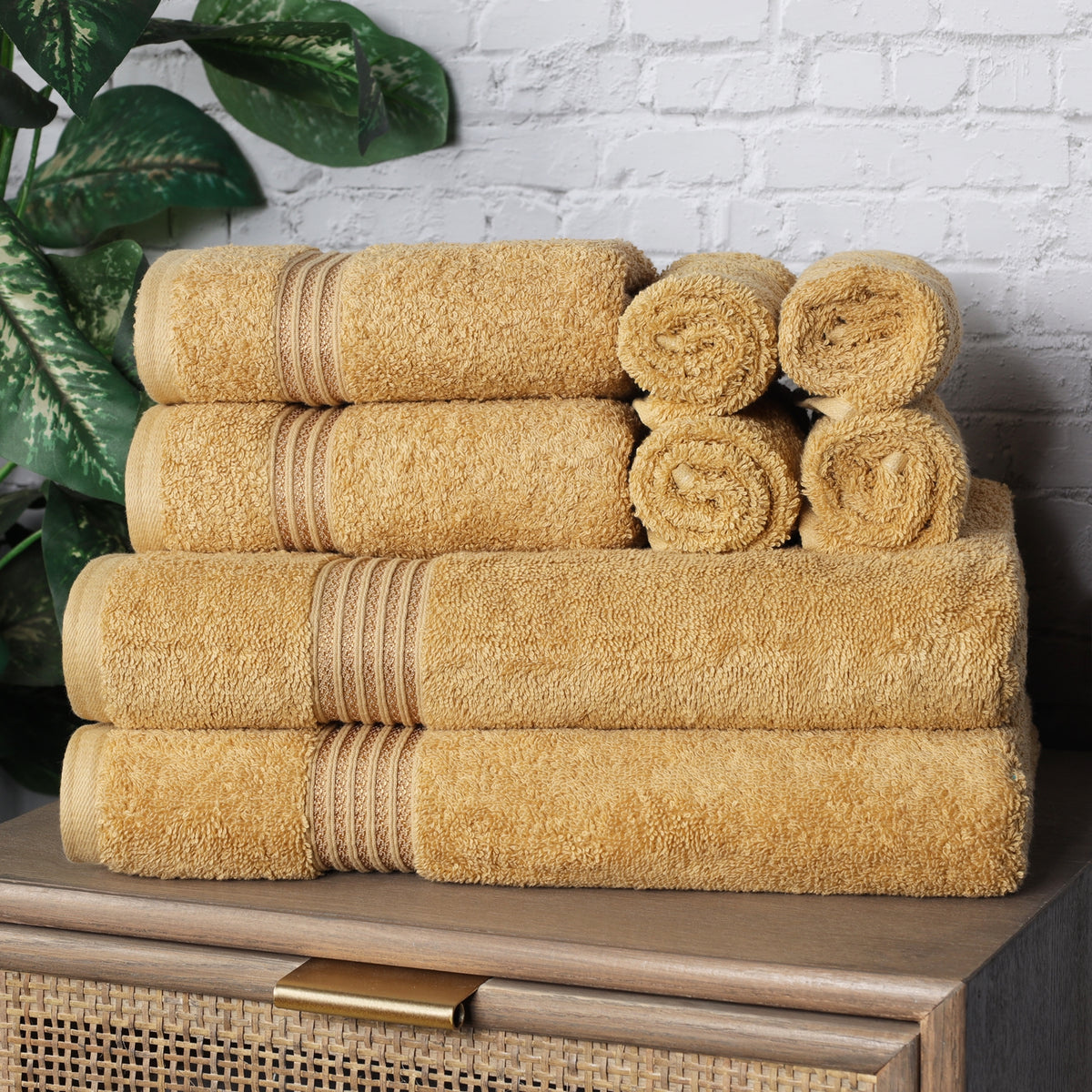 Egyptian Cotton Highly Absorbent Solid Ultra Soft Towel Set - Gold