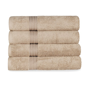 Egyptian Cotton Highly Absorbent Solid 4-Piece Ultra Soft Bath Towel Set - Taupe