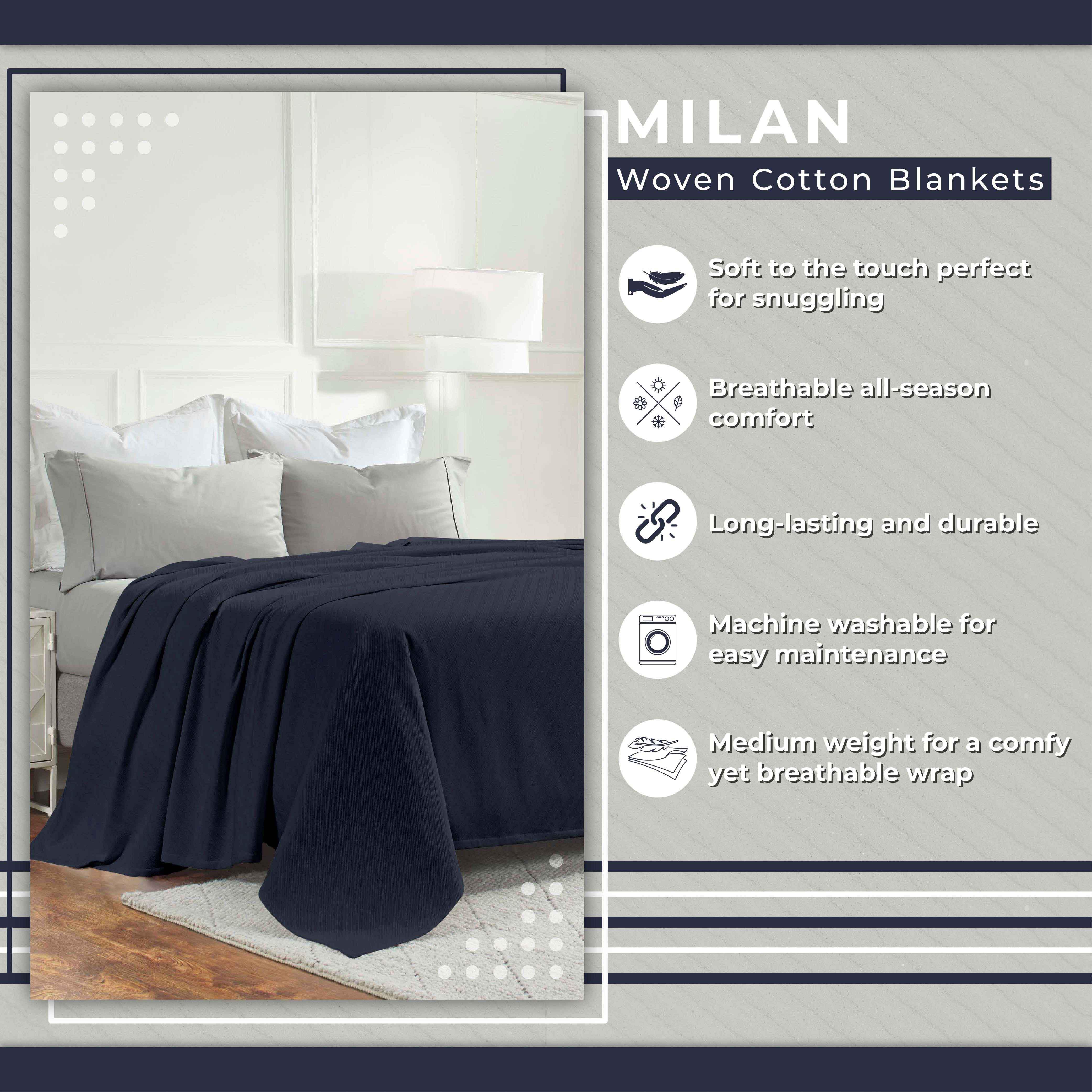 Milan Cotton Textured Jacquard Striped Lightweight Woven Blanket - Blanket by Superior Brand