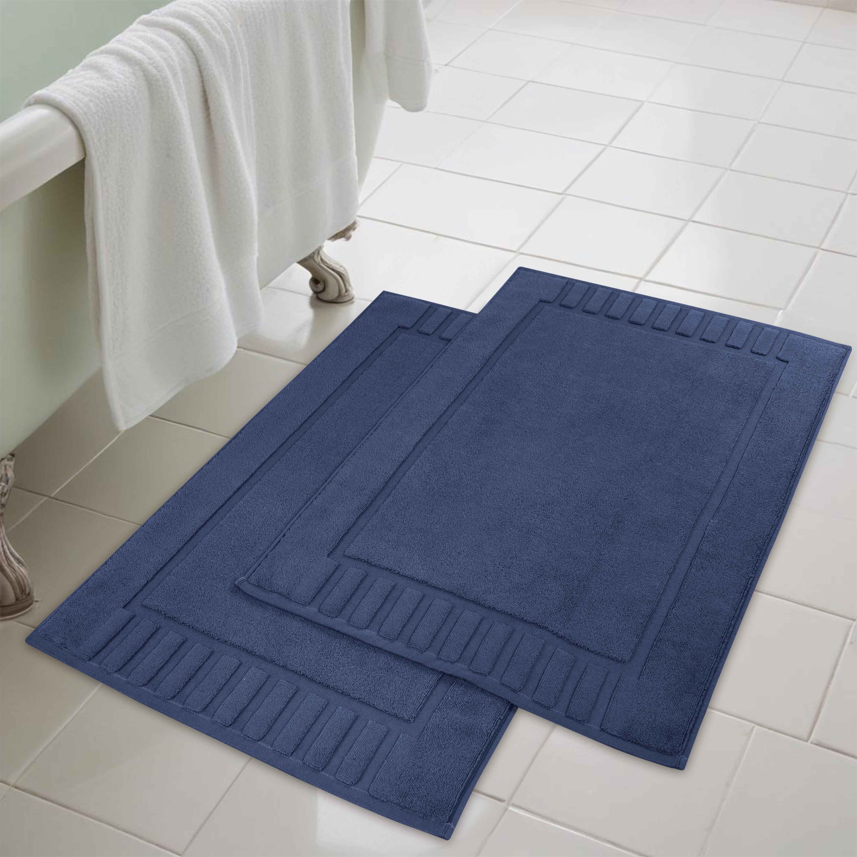 Leo Cotton Solid Modern Absorbent Heavy Washable Bath Mat Set of 2 - Bath Mats by Superior Brand