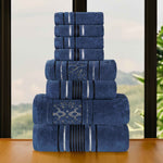Sadie Zero Twist Cotton Solid and Jacquard Floral 8 Piece Towel Set - Towel Set by Superior Brand