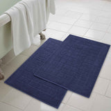 Nora Cotton Solid Absorbent Thick Checkered Washable Bath Mat Set of 2 - Bath Mats by Superior Brand