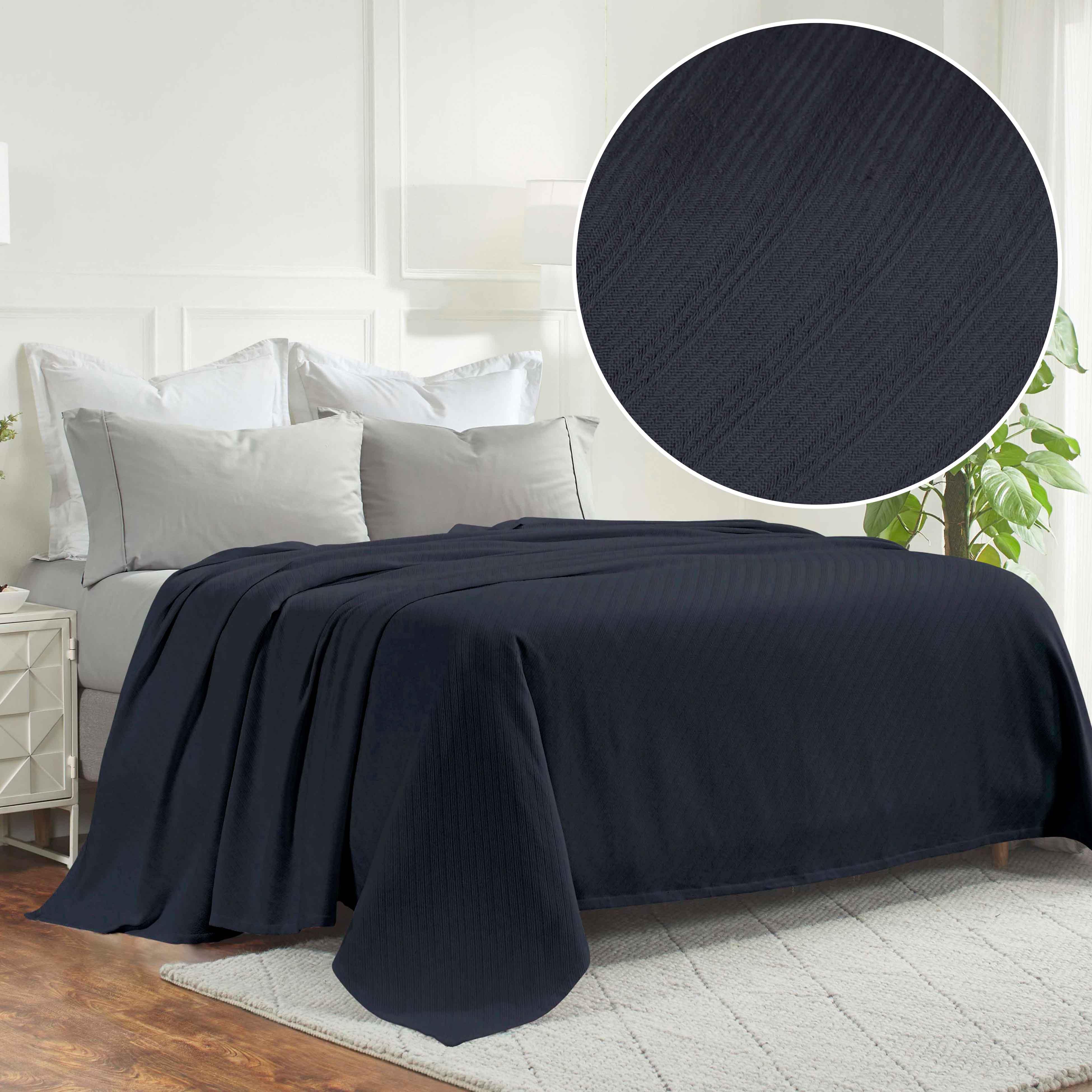 Milan Cotton Textured Jacquard Striped Lightweight Woven Blanket - Blanket by Superior Brand