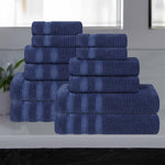 Brea Zero Twist Cotton Ribbed Geometric Border 12 Piece Towel Set - Towel Set by Superior Brand