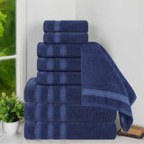 Brea Zero Twist Cotton Ribbed Geometric Border 9 Piece Towel Set - Towel Set by Superior Brand