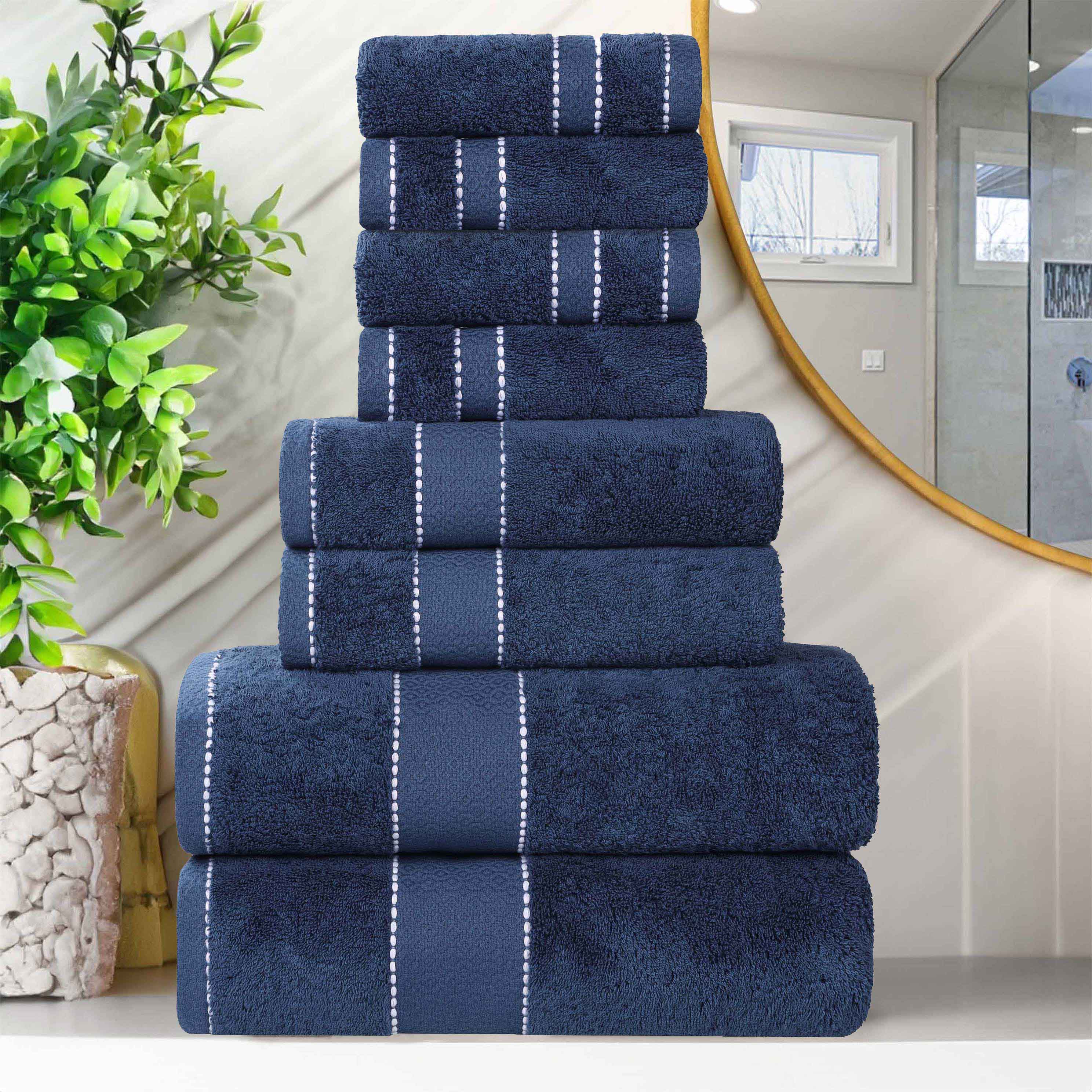 Egyptian Giza Cotton Plush Soft Towel Set 8 Piece - Egyptian Cotton Towel Set by Superior Brand