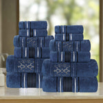 Sadie Zero Twist Cotton Solid and Jacquard Floral 12 Piece Towel Set - Towel Set by Superior Brand