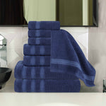 Brea Zero Twist Cotton Ribbed Geometric Border 8 Piece Towel Set - Towel Set by Superior Brand