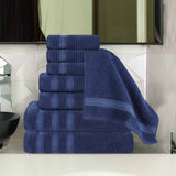 Brea Zero Twist Cotton Ribbed Geometric Border 8 Piece Towel Set - Towel Set by Superior Brand