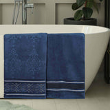 Sadie Zero Twist Cotton Solid and Jacquard Floral Bath Sheet Set of 2 - Bath Sheet by Superior Brand