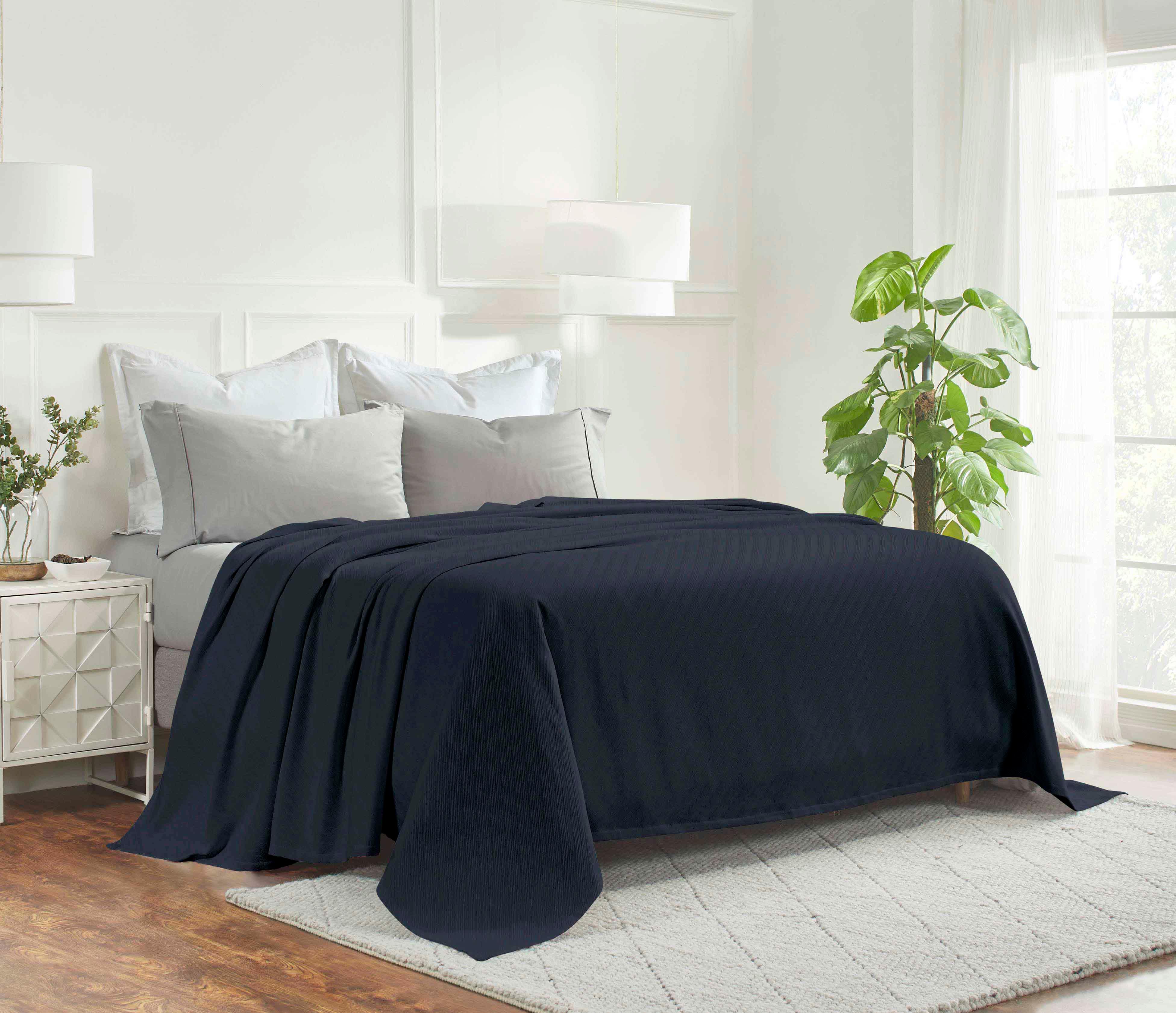 Milan Cotton Textured Jacquard Striped Lightweight Woven Blanket - Blanket by Superior Brand