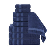 Brea Zero Twist Cotton Ribbed Geometric Border 9 Piece Towel Set - Towel Set by Superior Brand