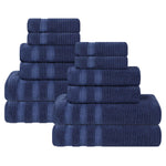 Brea Zero Twist Cotton Ribbed Geometric Border 12 Piece Towel Set - Towel Set by Superior Brand