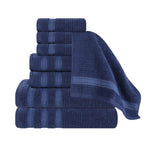 Brea Zero Twist Cotton Ribbed Geometric Border 8 Piece Towel Set - Towel Set by Superior Brand