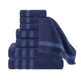 Brea Zero Twist Cotton Ribbed Geometric Border 8 Piece Towel Set - Towel Set by Superior Brand