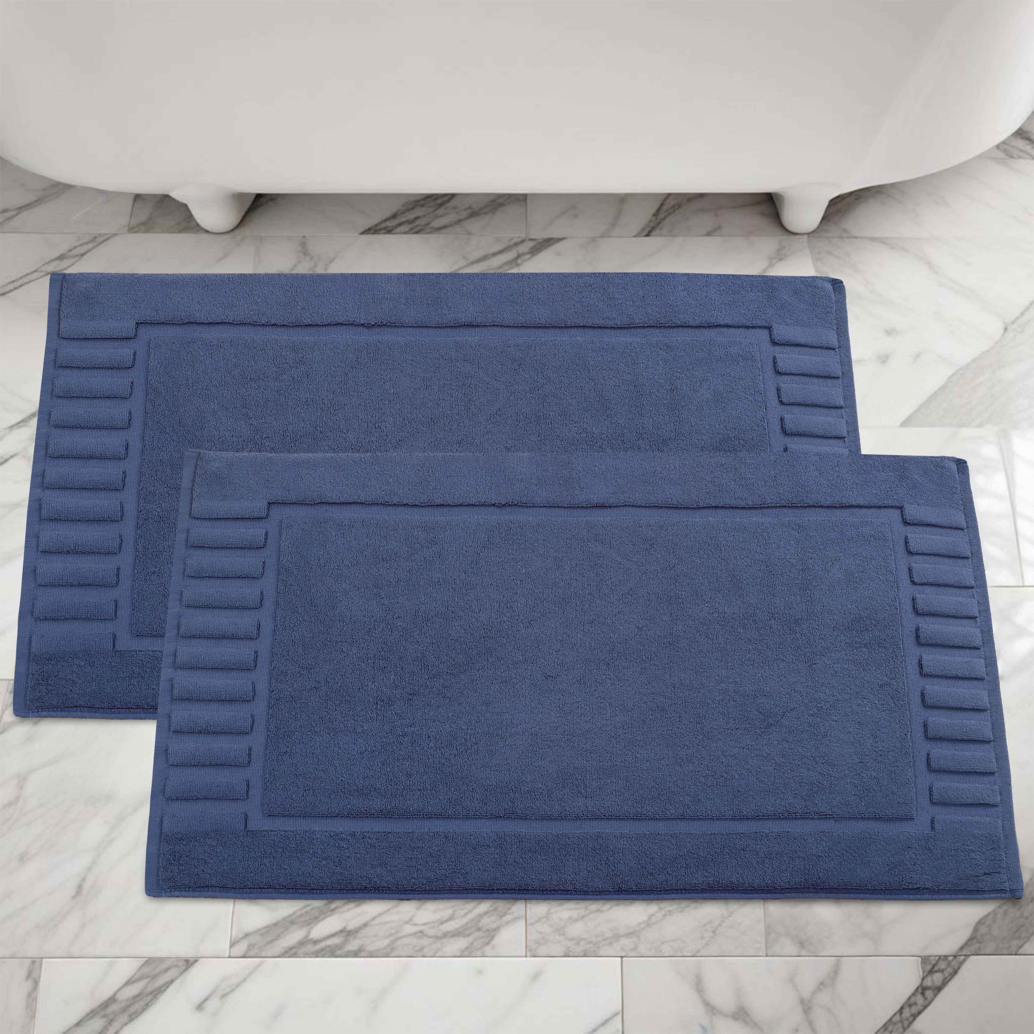 Leo Cotton Solid Modern Absorbent Heavy Washable Bath Mat Set of 2 - Bath Mats by Superior Brand
