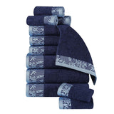 Wisteria Cotton Medium Weight Floral Jacquard Border 12 Piece Towel Set - Towel Set by Superior Brand