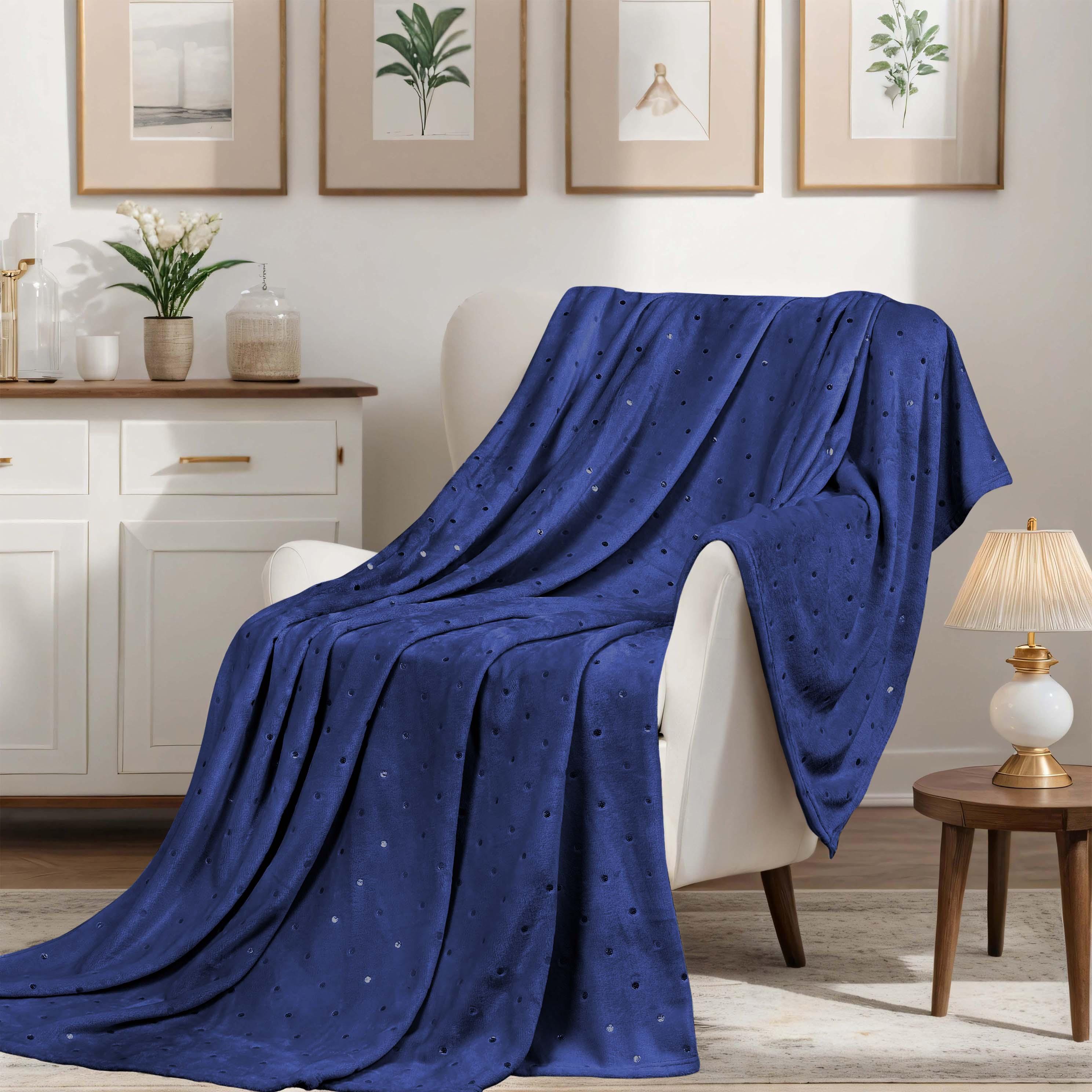 Fleece Plush Medium Weight Fluffy Soft Decorative Polka Dot Blanket - Blanket by Superior Brand