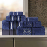 Sadie Zero Twist Cotton Solid and Jacquard Floral 6 Piece Towel Set - Towel Set by Superior Brand