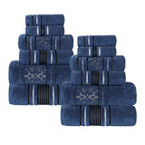 Sadie Zero Twist Cotton Solid and Jacquard Floral 12 Piece Towel Set - Towel Set by Superior Brand