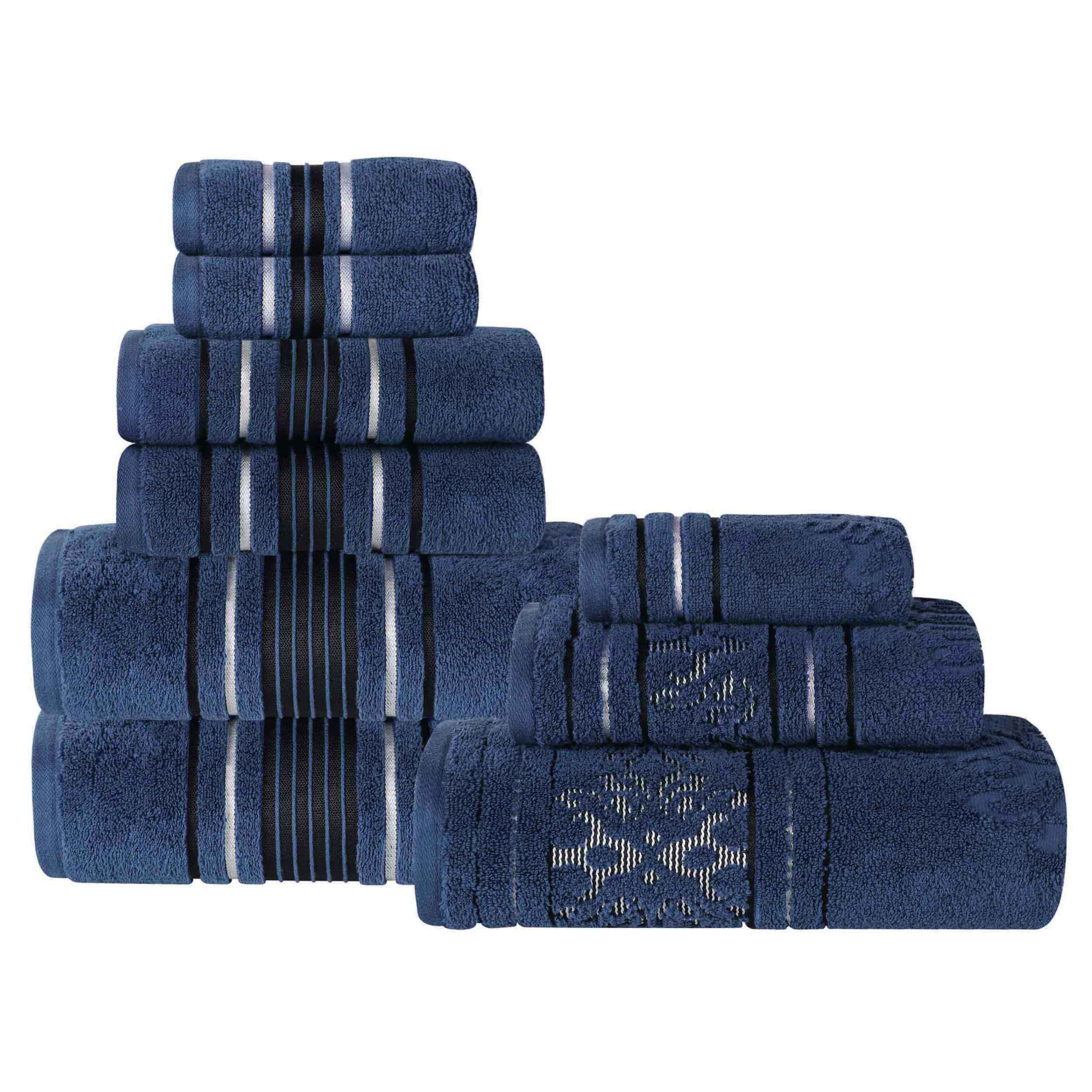 Zero-Twist Cotton Jacquard Towel Set 9 Piece - Sadie - Towel Set by Superior Brand