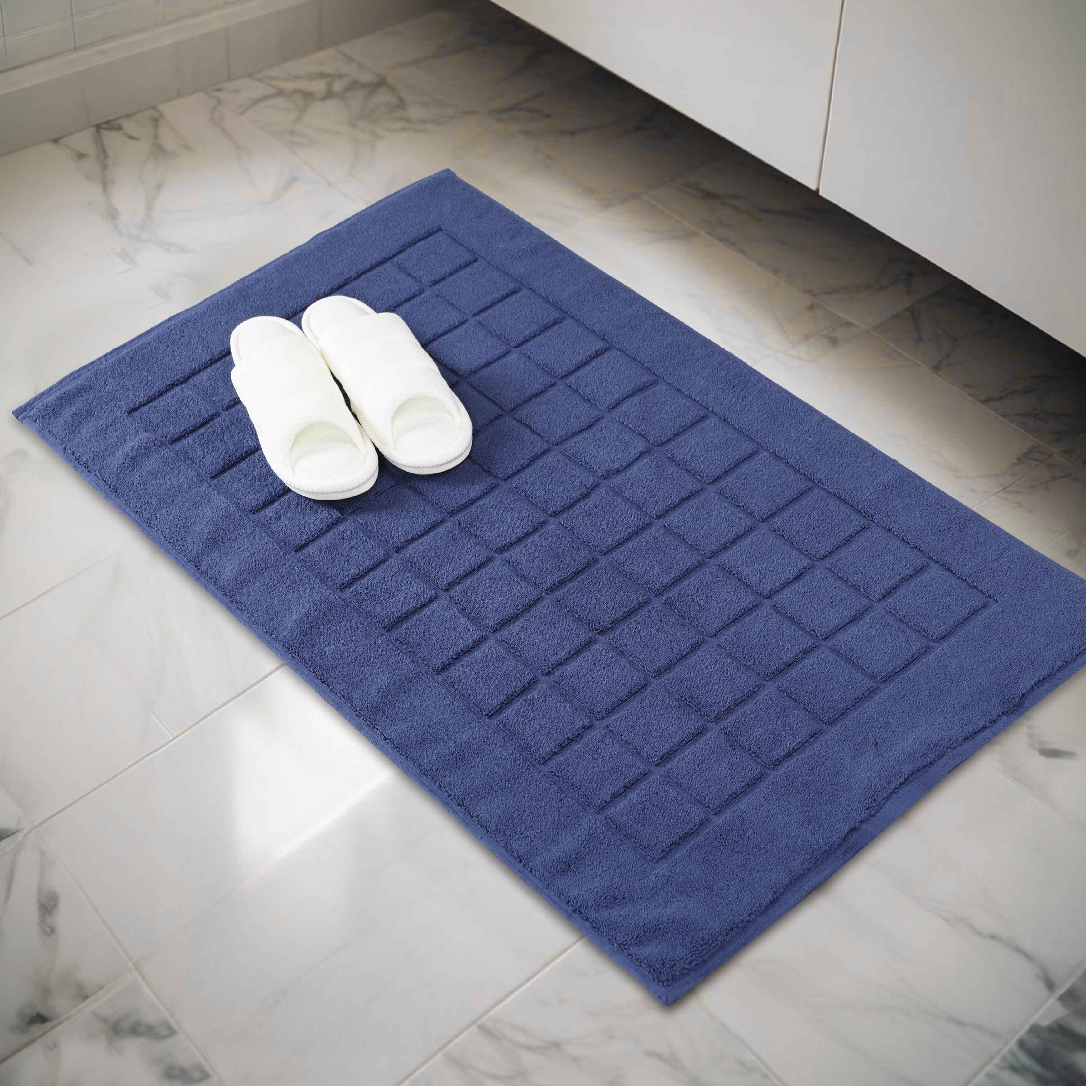 Nora Cotton Solid Absorbent Thick Checkered Washable Bath Mat Set of 2 - Bath Mats by Superior Brand