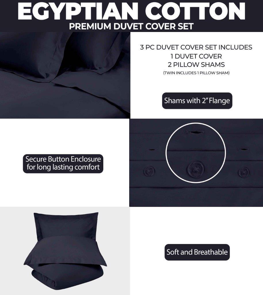 300 Thread Count Egyptian Cotton Solid Duvet Cover - Egyptian Cotton Duvet Cover Set by Superior Brand