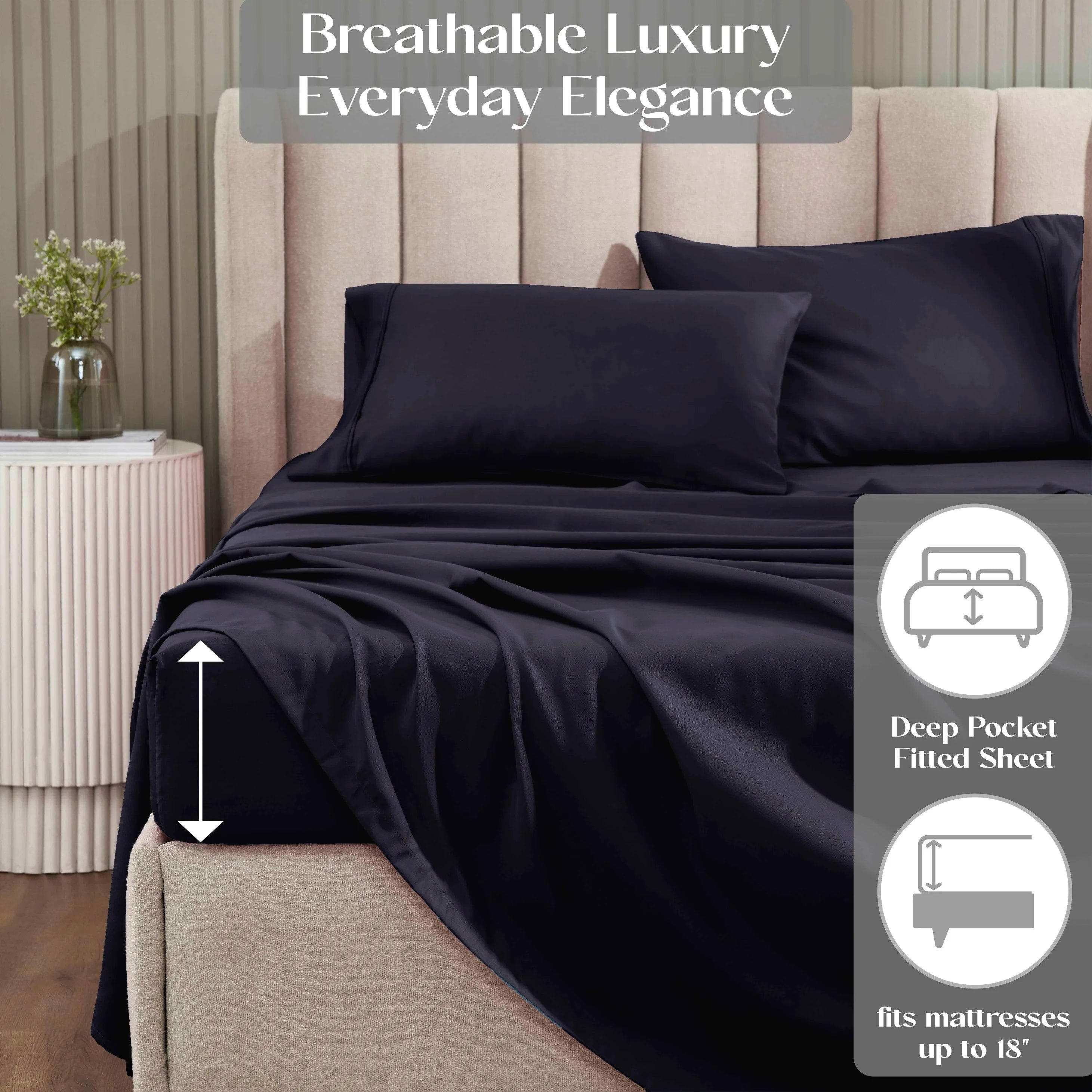 1200 Thread Count Cotton Rich Bed Sheet Set Solid Deep Pocket - Sheet Set by Superior Brand