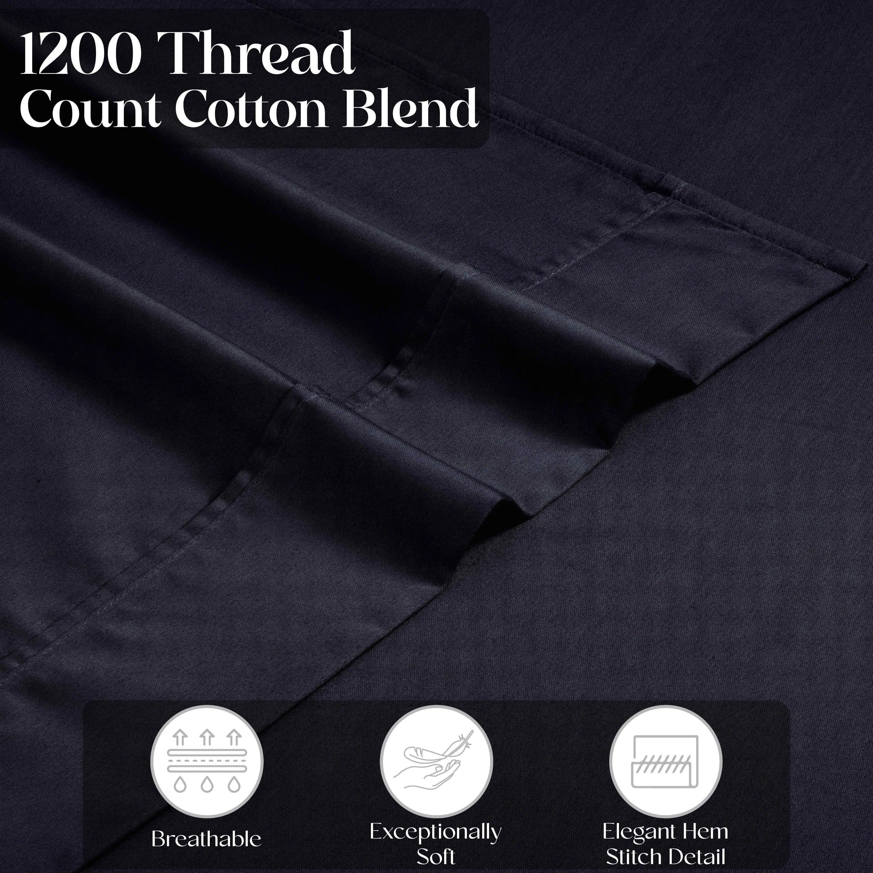 1200 Thread Count Cotton Rich Bed Sheet Set Solid Deep Pocket - Sheet Set by Superior Brand