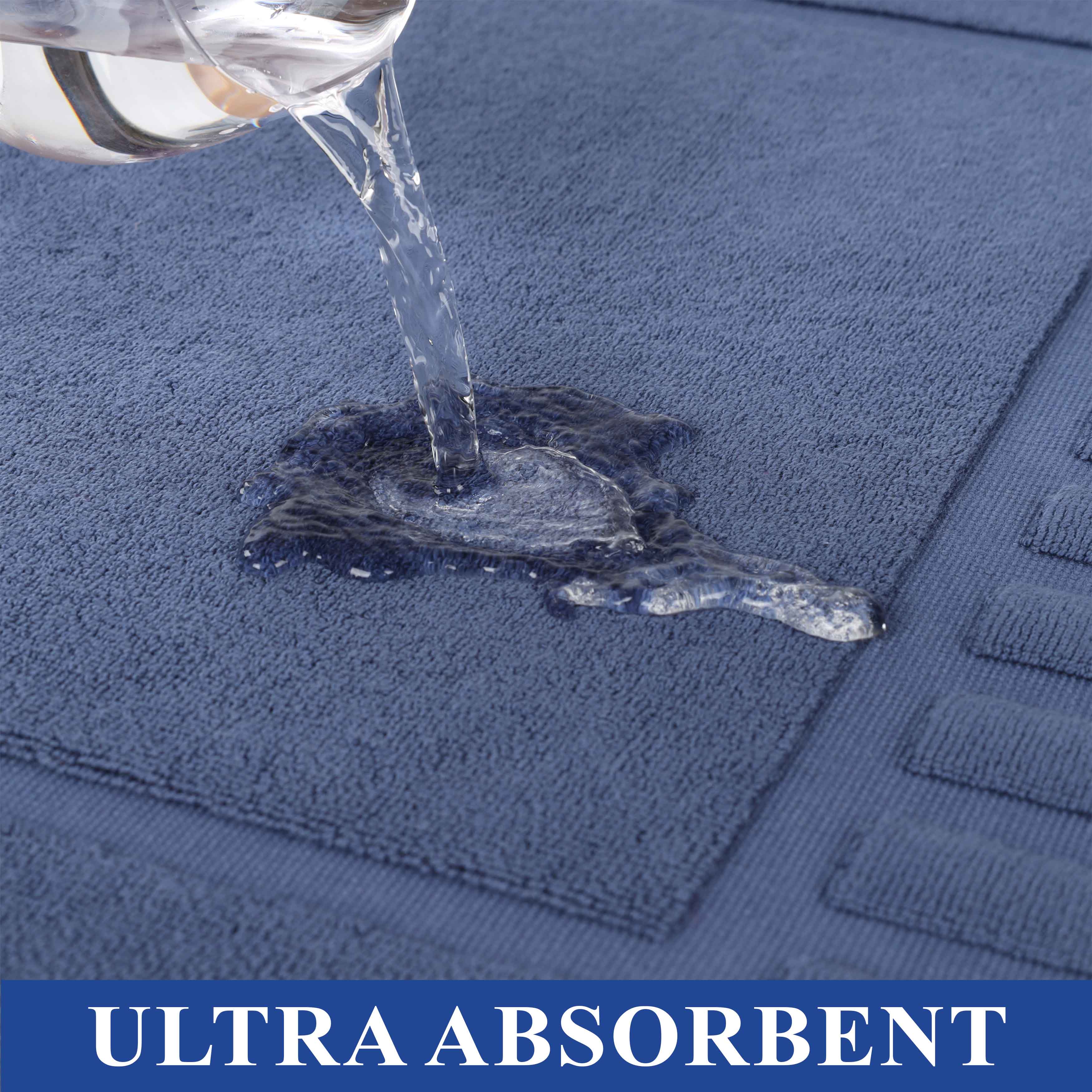 Leo Cotton Solid Modern Absorbent Heavy Washable Bath Mat Set of 2 - Bath Mats by Superior Brand