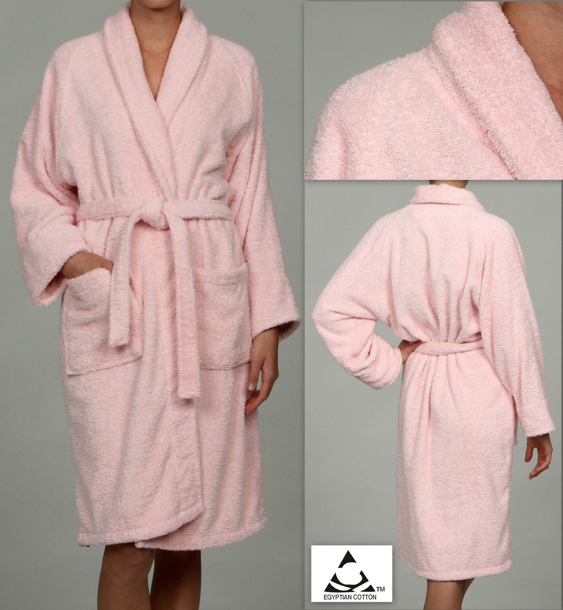 Cotton Ultra-Soft Terry Adult Unisex Lightweight Luxury Bathrobe - Pink