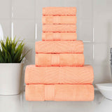 Chevron Zero Twist Solid and Jacquard Cotton 8 Piece Towel Set - Towel Set by Superior Brand