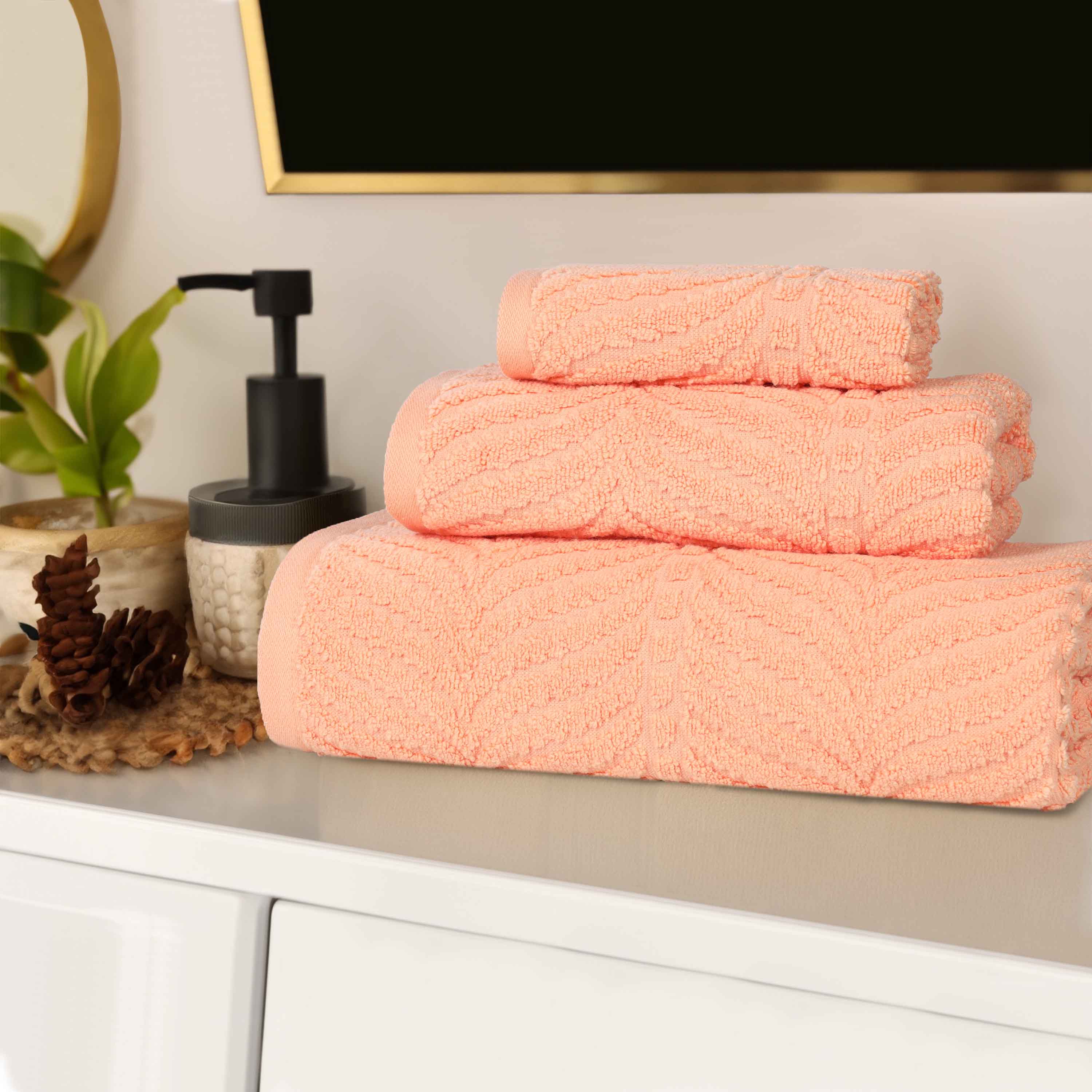 Chevron Zero Twist Jaquard Cotton 3 Piece Bathroom Towel Set - Towel Set by Superior Brand