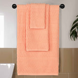 Chevron Zero Twist Jaquard Cotton 3 Piece Bathroom Towel Set - Towel Set by Superior Brand