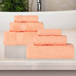 Chevron Zero-Twist Cotton Jacquard and Solid Towel Set 6 Piece - Towel Set by Superior Brand