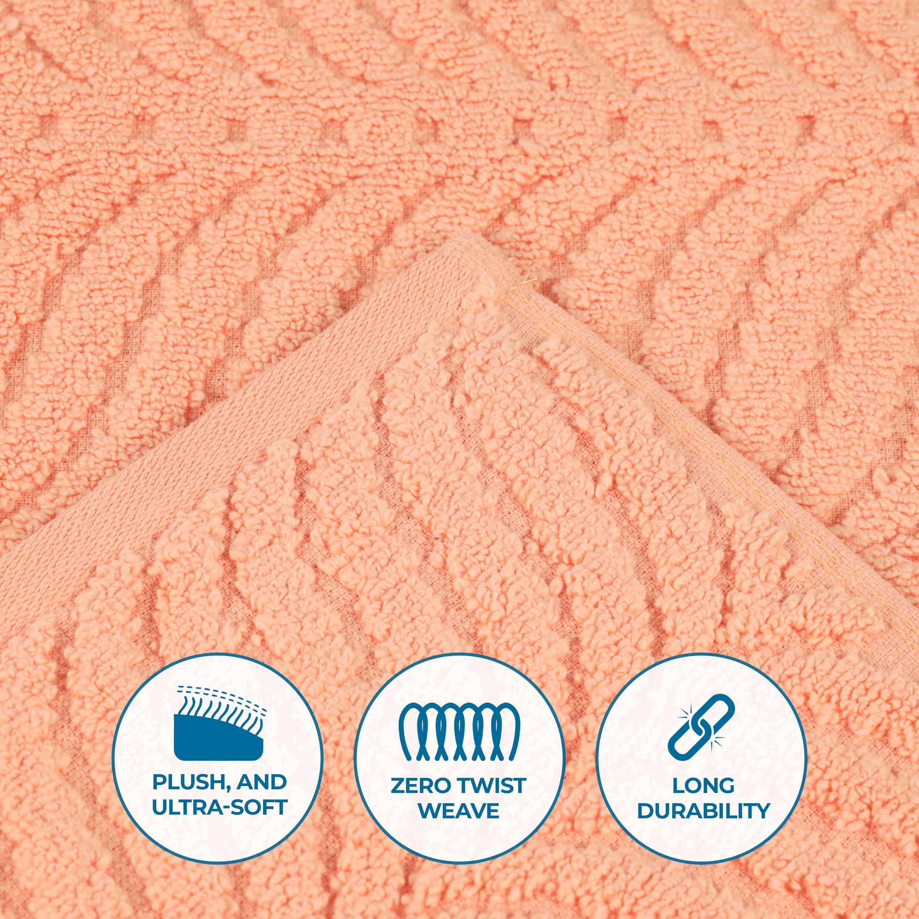 Chevron Zero Twist Solid and Jacquard Cotton 8 Piece Towel Set - Towel Set by Superior Brand