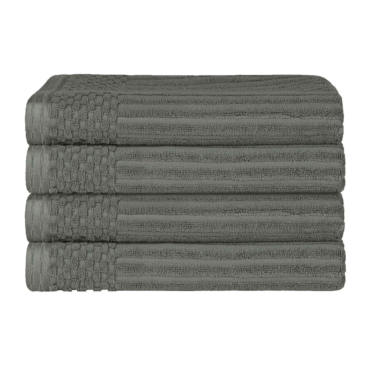 Soho Ribbed Cotton Absorbent Bath Towel Set of 4 - Pine