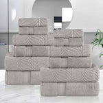 Chevron Zero Twist Solid and Jacquard Soft Cotton 12 Piece Towel Set - Towel Set by Superior Brand